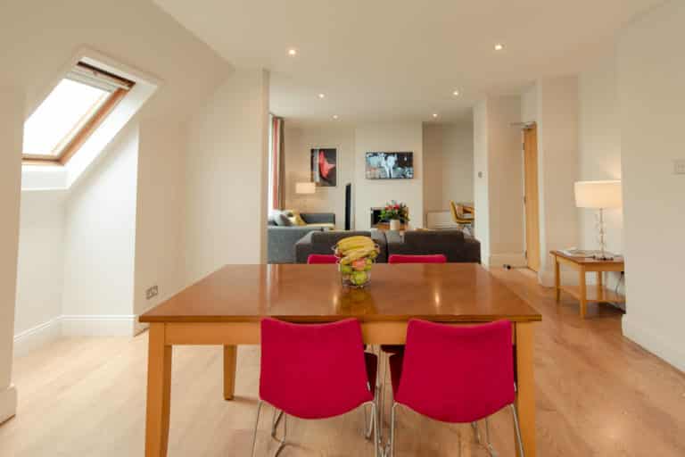 PREMIER SUITES PLUS Dublin Leeson Street table and chairs looking out onto sitting room